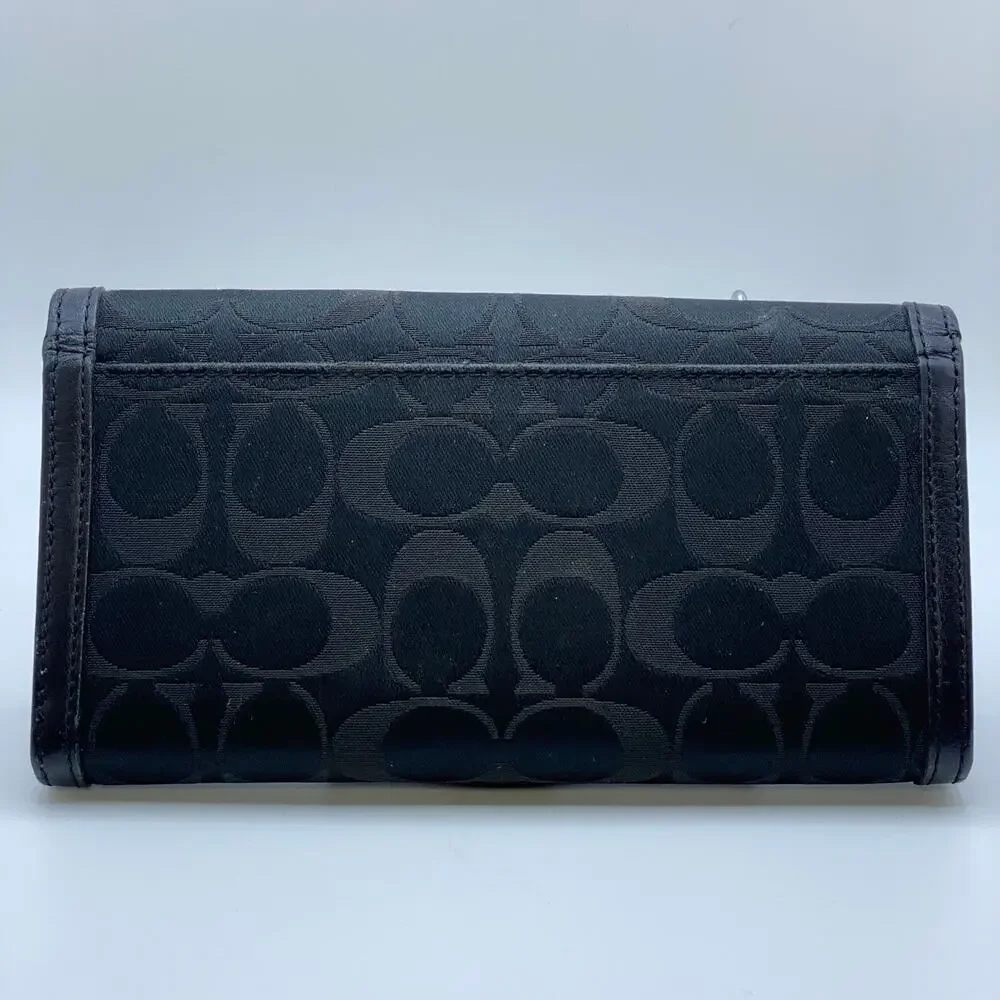 Y2K‎ Coach Soho Buckle Front Black Signature Canvas Wallet Trifold Authentic